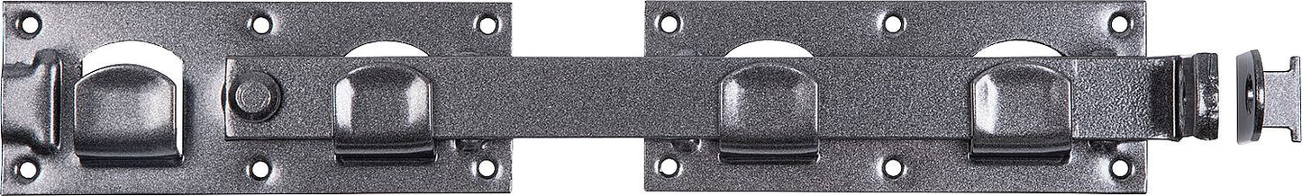 Double gate latch DURAVIS® 423 x 70 mm, material: steel, blue zinc plated, surface: black diamond