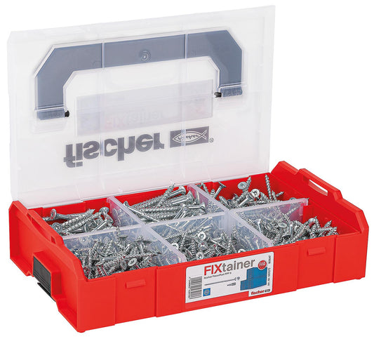 Screw assortment, FixTainer PowerFast II, countersunk head partial thread, Torx® + bit, 527 pieces
