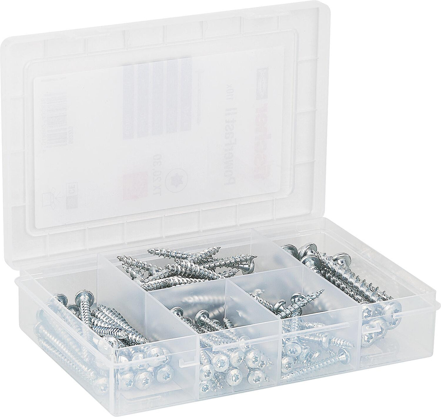 Fischer screw assortment, Masterbox PowerFast II, PanHead full thread, Torx®, 110 pieces