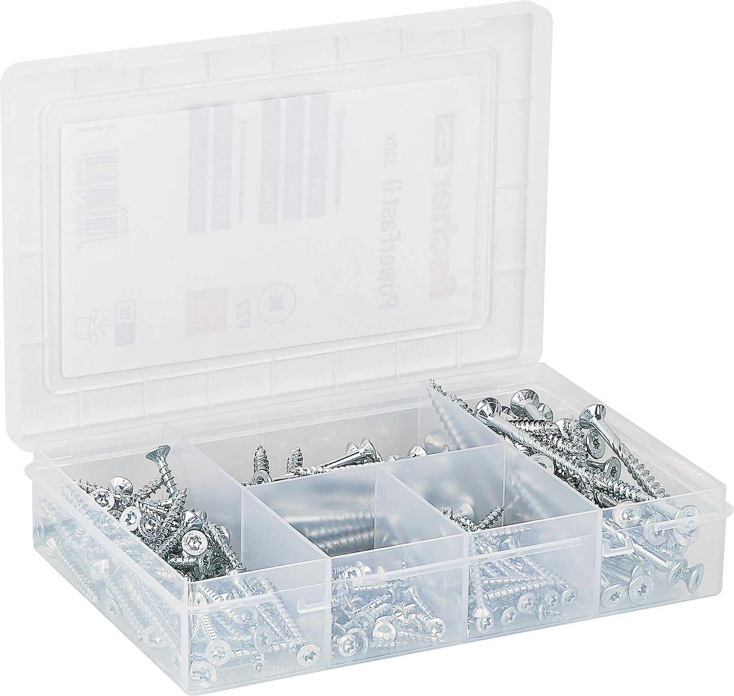 Fischer screw assortment, Masterbox PowerFast II, countersunk head full and partial thread, Torx®, 222 pieces