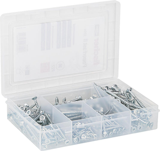 Fischer screw assortment, Masterbox PowerFast II, countersunk head full and partial thread, Torx®, 222 pieces