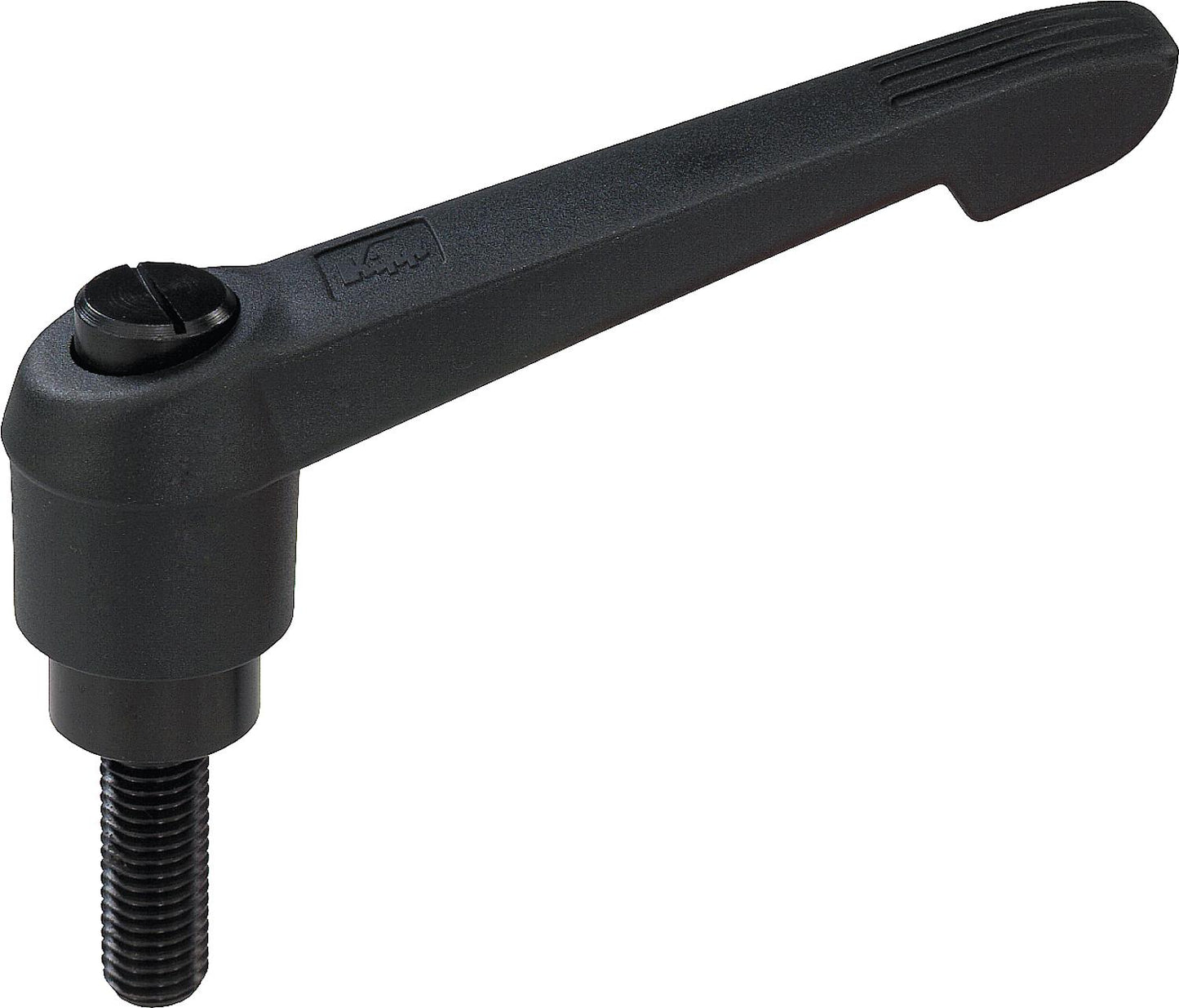 Tilting clamping lever with external thread M 12 x 60, plastic handle