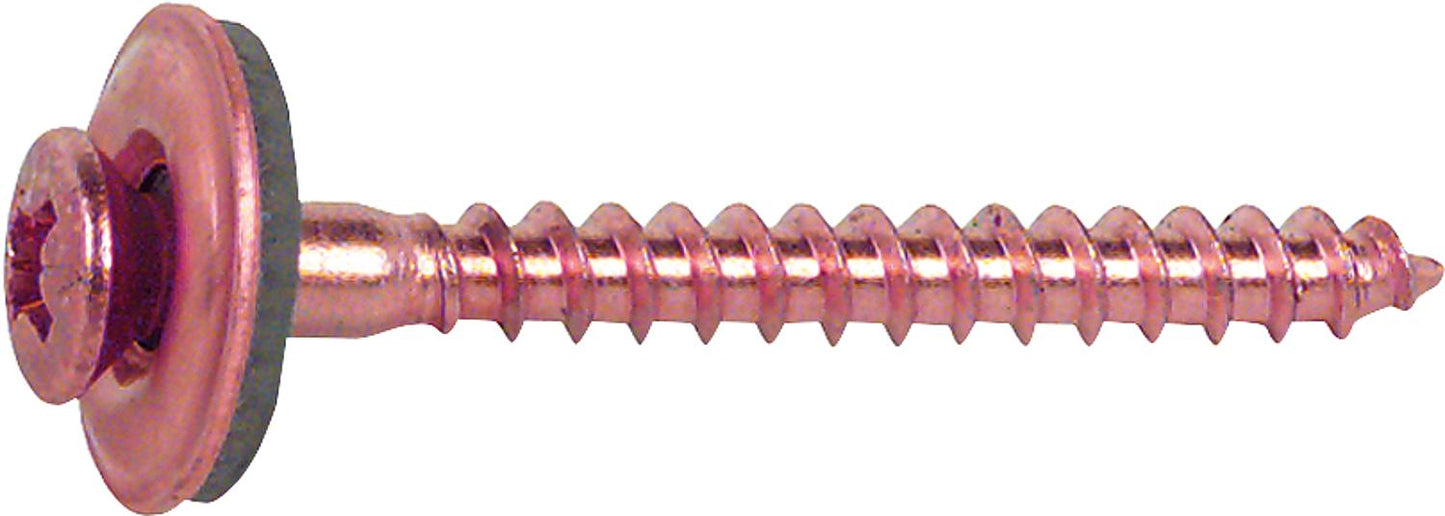 Roofing screw with EPDM sealing rubber and rosette A2 copper 4.5 x 140 VPE100