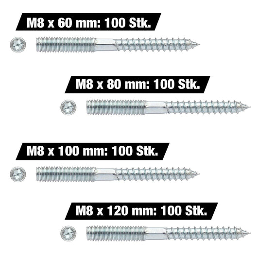 Refill set for M8 x 60-120 mm threaded rods, 400 pieces