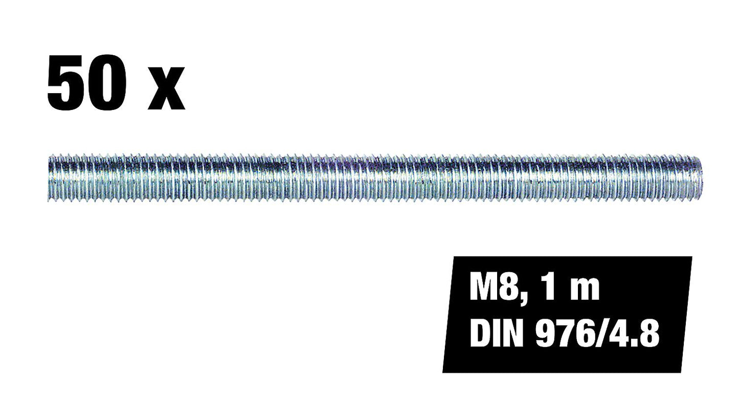 Value pack of threaded rods M8, 1 m, DIN 976/4.8, 50 pieces
