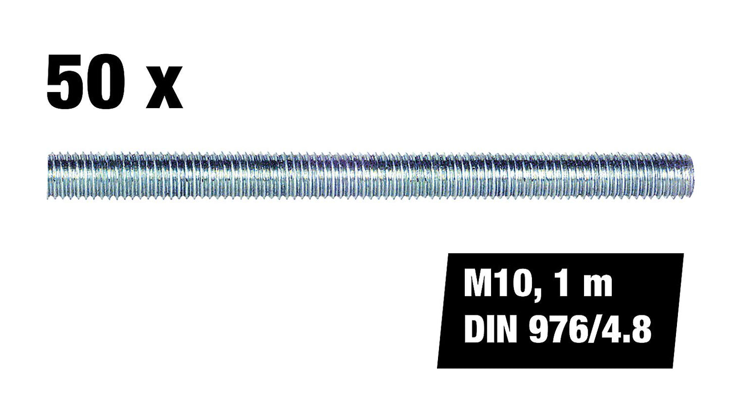 Value pack of threaded rods M10, 1 m, DIN 976/4.8, 50 pieces