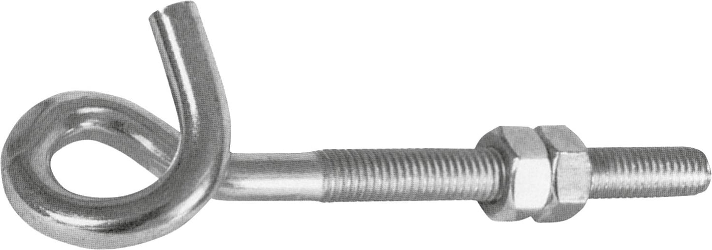 Ceiling hooks, coiled, with metric thread and galvanized nuts, 12 x 160 mm, pack of 5.