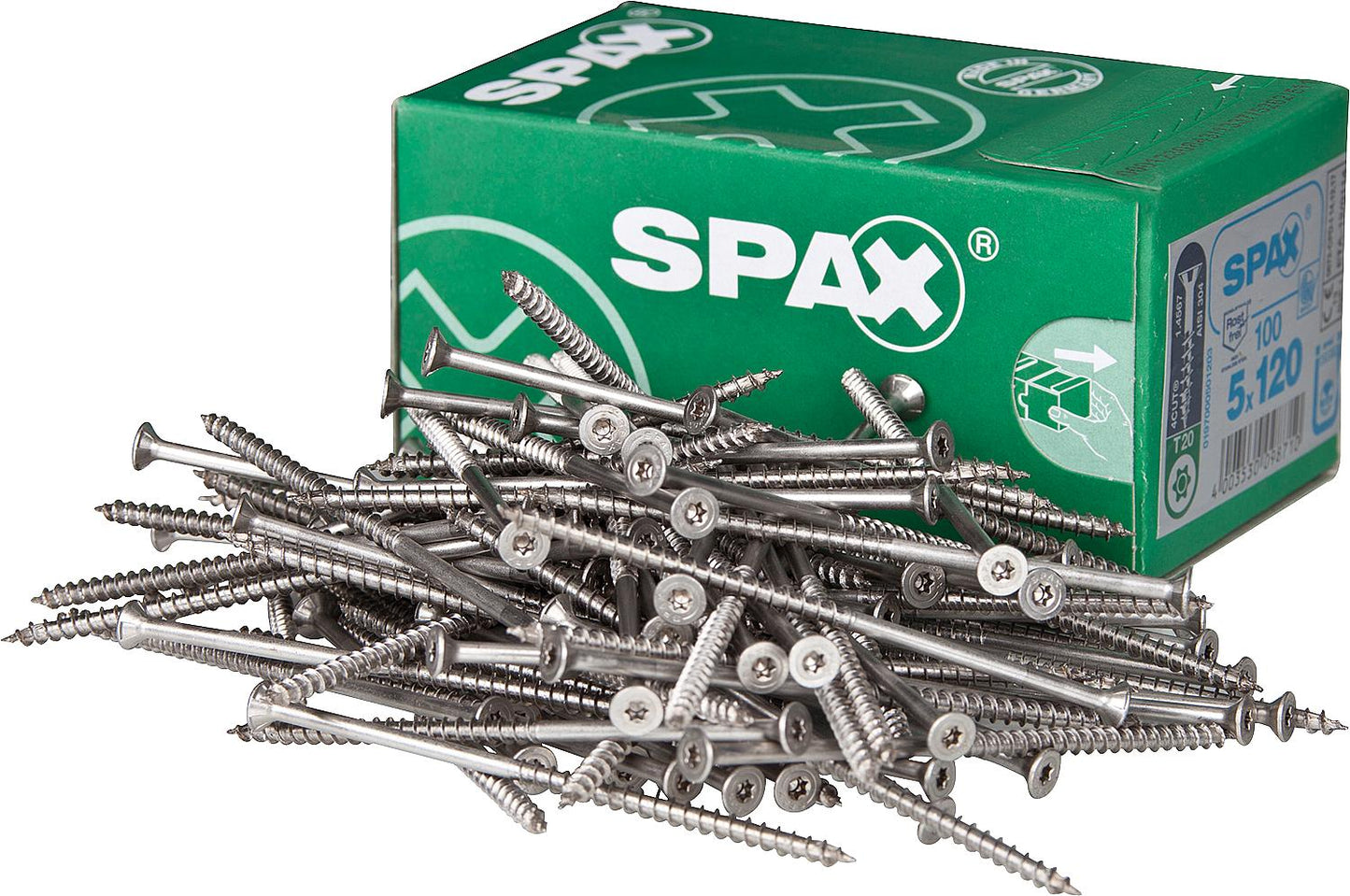 SPAX® countersunk screw, stainless steel A2, partial thread, T-STAR Plus, ø 5.0 x 120 mm, pack of 100
