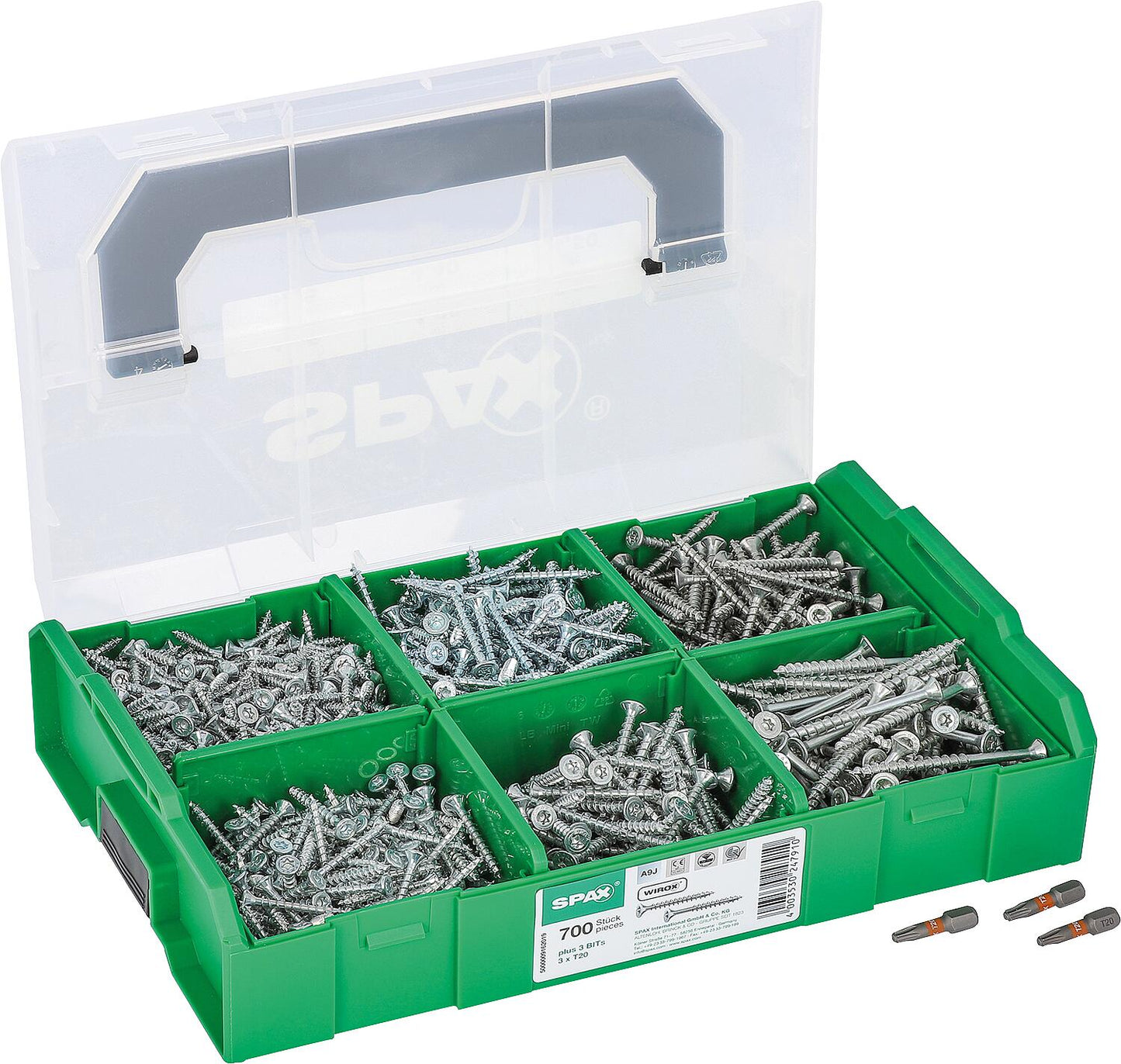 Spax Wirox T-Star Plus countersunk screw set, 704 pieces in L-Boxx