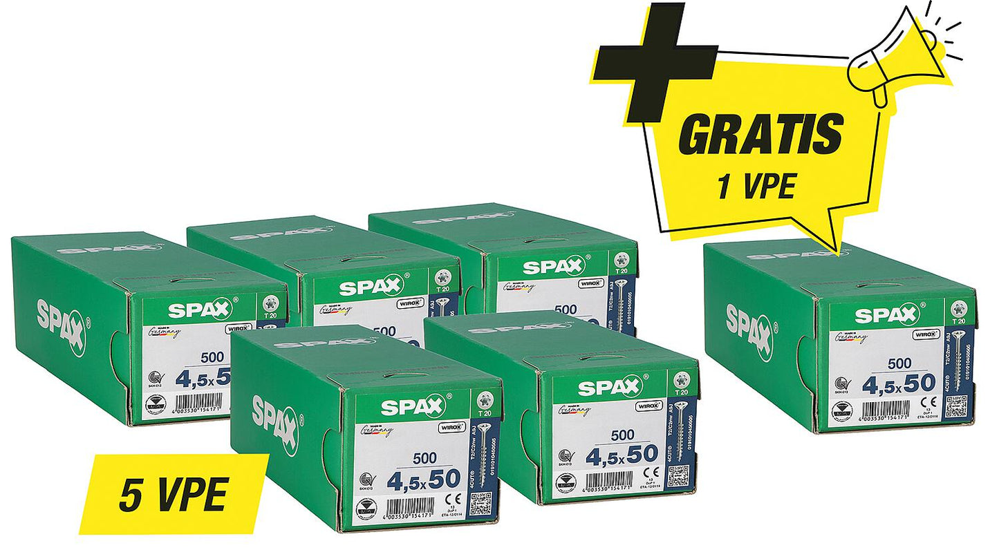 Spax countersunk screw promotional set - consisting of: 5 x 94 072 42 + 1 x 94 072 42 free