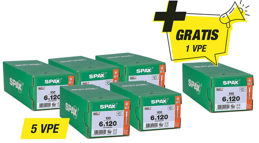 Spax countersunk screw promotional set - consisting of: 5 x 94 072 64 + 1 x 94 072 64 free