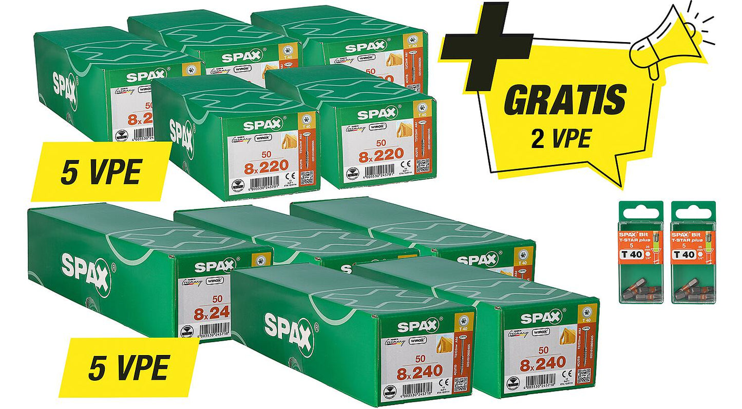 Spax promotional set washer head screw - consisting of: 5 x 94 094 07 + 5 x 94 094 08 + (2 x 94 029 16 free)