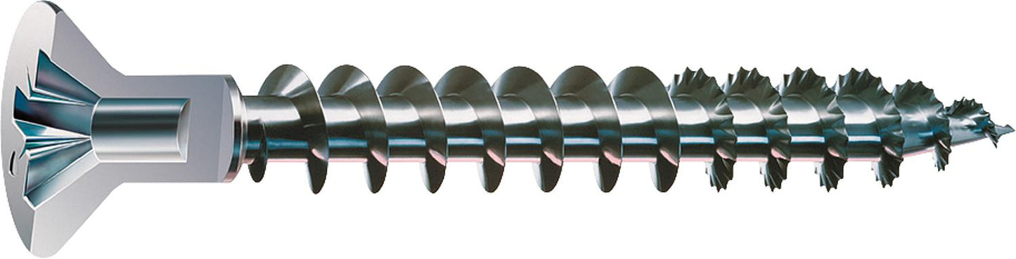 Countersunk Spax screw with head bore, 2.5mm full thread, Phillips PZ2 4.5x80, pack of 200