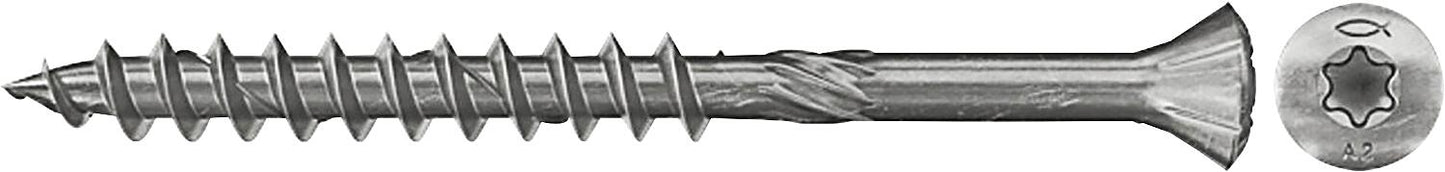 Fischer, Holzfassadenschrauben, Teilgewinde, Kleiner Senkkopf 60°, Edelstahl A2, Torx