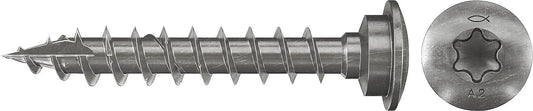 Fischer, Pfostenschraube, Vollgewinde, Rundkopf mit Unterkopf zentrierung, Edelstahl A2, Torx