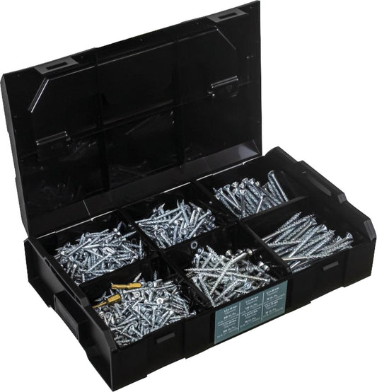 Assortiment de vis universelles MFI Jet-Fast® zinguées bleues (Silverline), TX 1140 pièces en boîte L-BOXX + 2 embouts