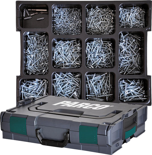 Assortiment de vis universelles MFI Jet-Fast® zinguées bleues (Silverline), TX 2750 pièces en boîte L-BOXX + 6 embouts + 1 porte-vis magnétique