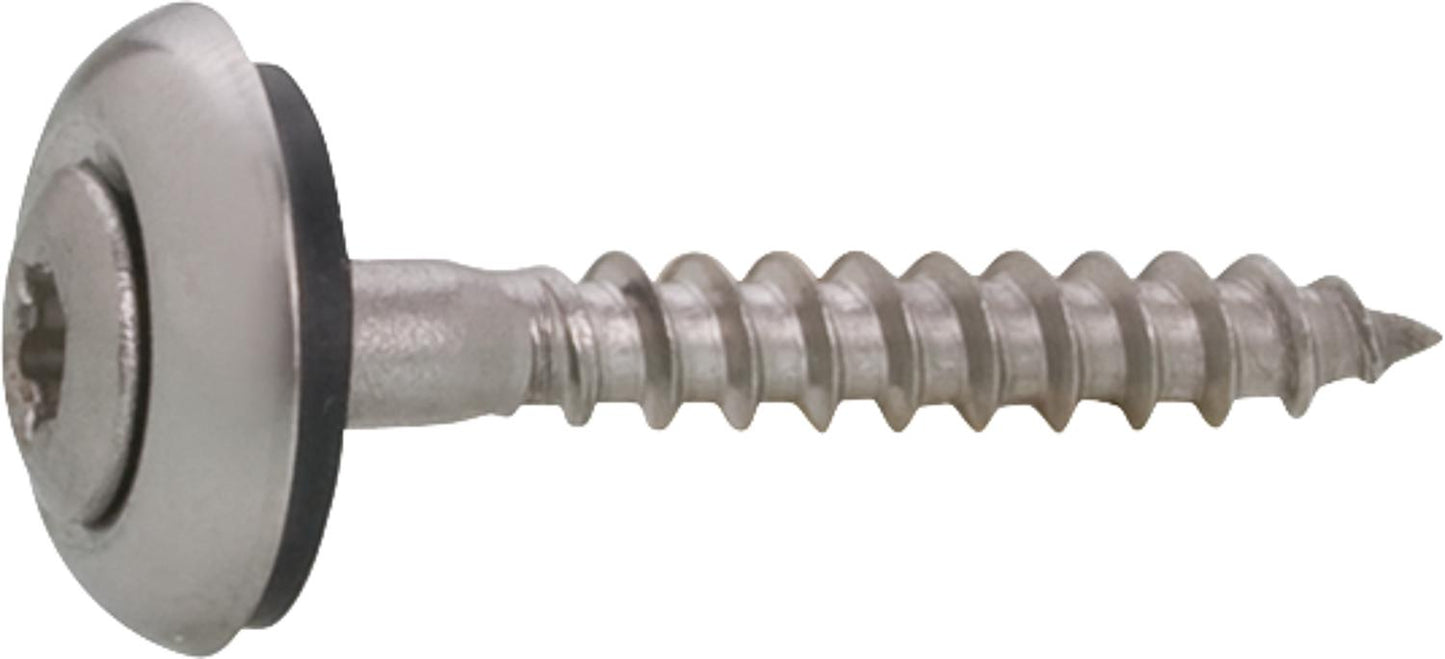 Roofing screw with EPDM sealing rubber and stainless steel rosette A2 bright 4.5x180 VPE100