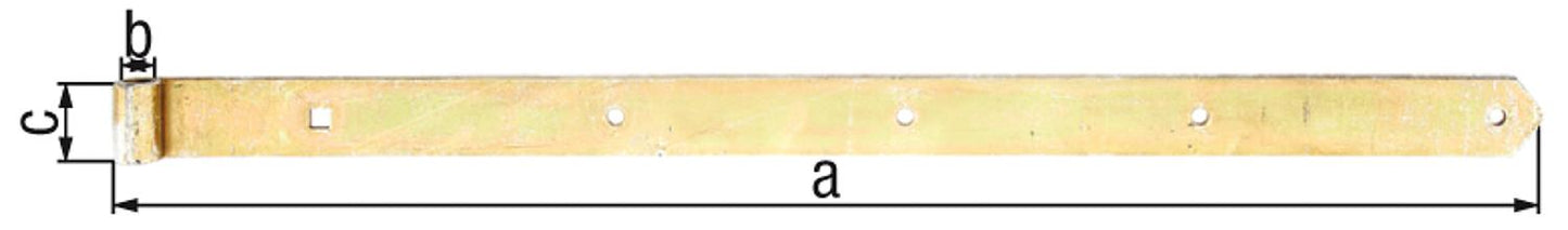 Straight/rounded hinge 1000 x 60 mm, ø 20 mm, electro-galvanized, thick-film passivated