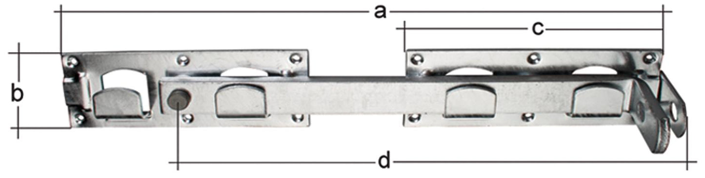 Double gate latch, 430x70mm hot-dip galvanized