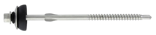 Hexagonal self-drilling screw, stainless steel A2, with spacer and seal, 22mm diameter, Ø 6.5 x 130mm, pack of 100.