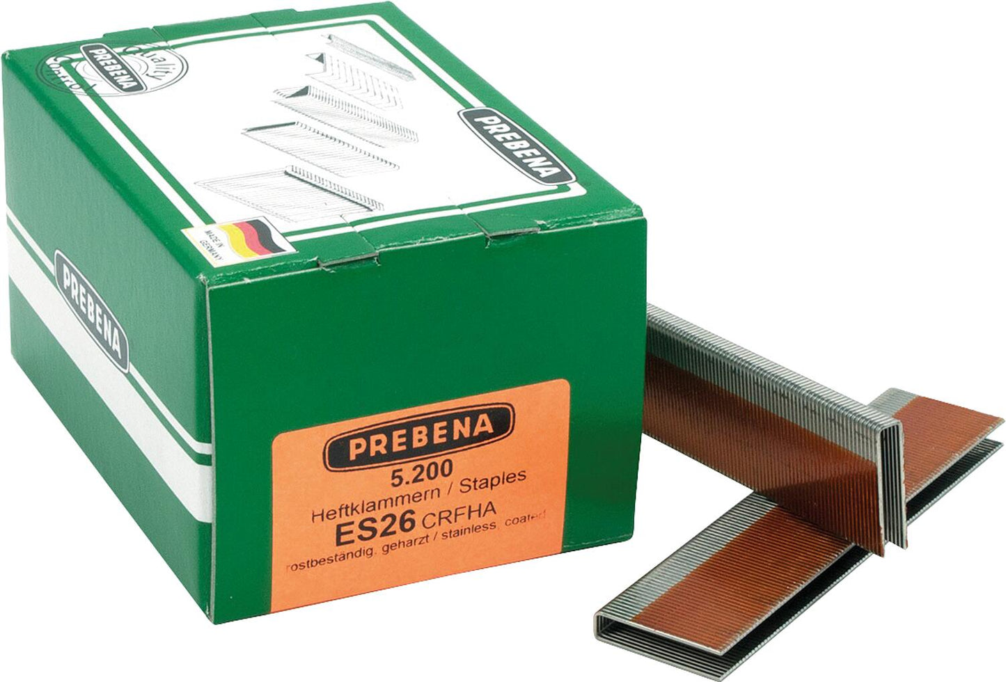 Heftklammern Type ES 30 mm, V2A-geharzt, VPE = 5200 Stk.