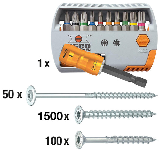 Profi-Set "Zimmerer" HECO-TOPIX-plus, Senk + Tellerkopfschrauben 1662-teilig