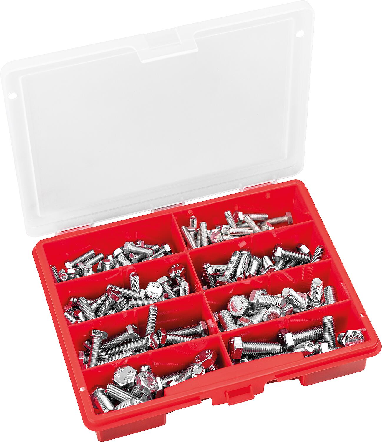 Assortment case of hexagon head screws 8.8 DIN 933, 157 pieces