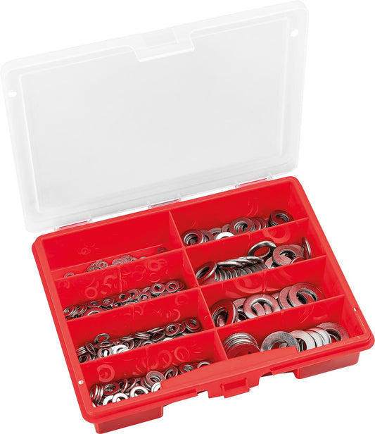 Assortment case for DIN 125 stainless steel A2 washers, 435 pieces