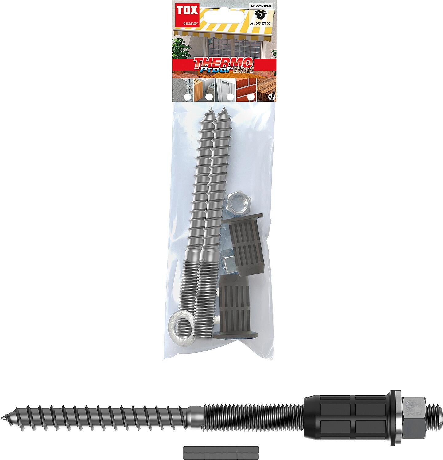 Système de montage robuste TOX pour bois résistant aux intempéries M12x230/120 (lot de 2)