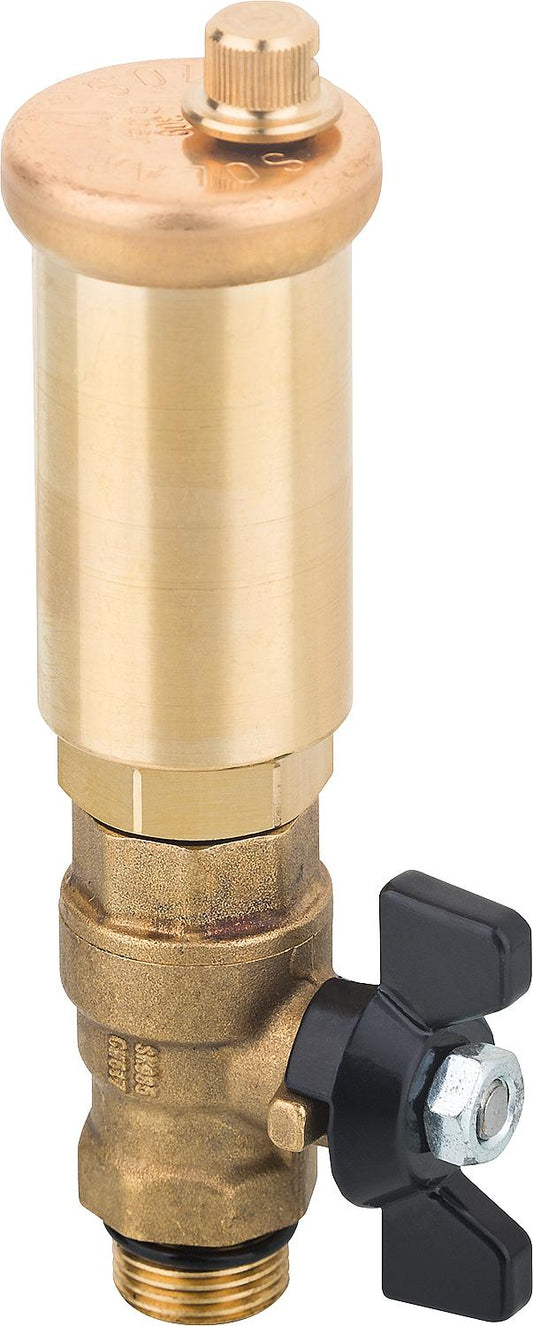Solar-Schnellentlüfter DN10(3/8") mit Absperrkugelhahn, aus Messing