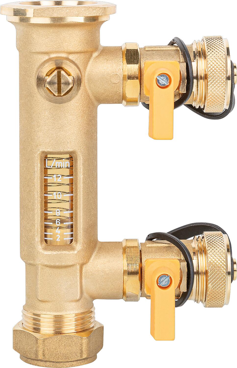 Flow meter 8-28 l/min complete, 1" male thread with drain