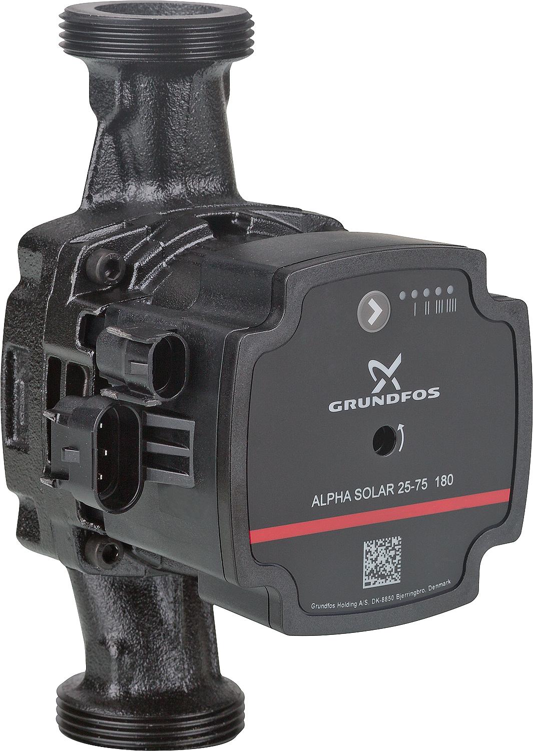 Grundfos Alpha Solar 25-145 circulation pump, DN25(1"), PN10, 230V, installation length 180mm