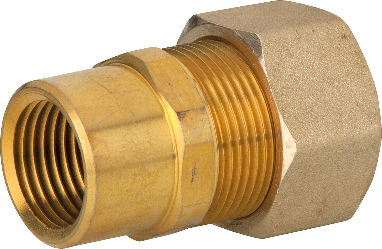 Screw fitting for spiral pipe DN25 x 1" female thread, brass, with graphite high-temperature seal