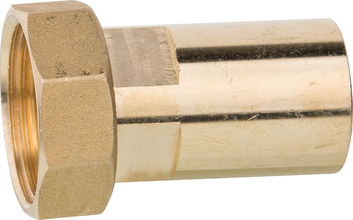 Screw connection on press-solder fitting, 1 1/4" x ÜWM-35mm fitting, brass, incl. gasket