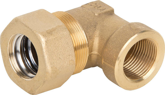 Screw fitting for spiral pipe DN25x1" female thread bend, brass, with graphite high-temperature seal