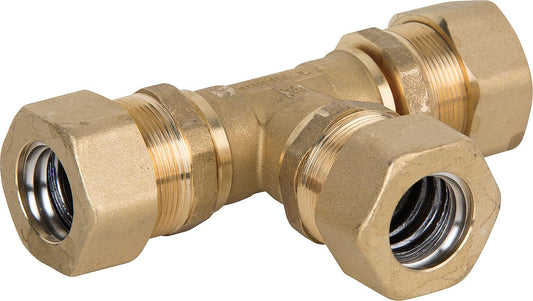 Screw fitting for spiral pipe T-piece DN25, brass, with graphite high-temperature seal