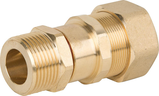 Screw fitting for spiral pipe DN25x1 1/4" male thread flat, brass, graphite high-temperature seal