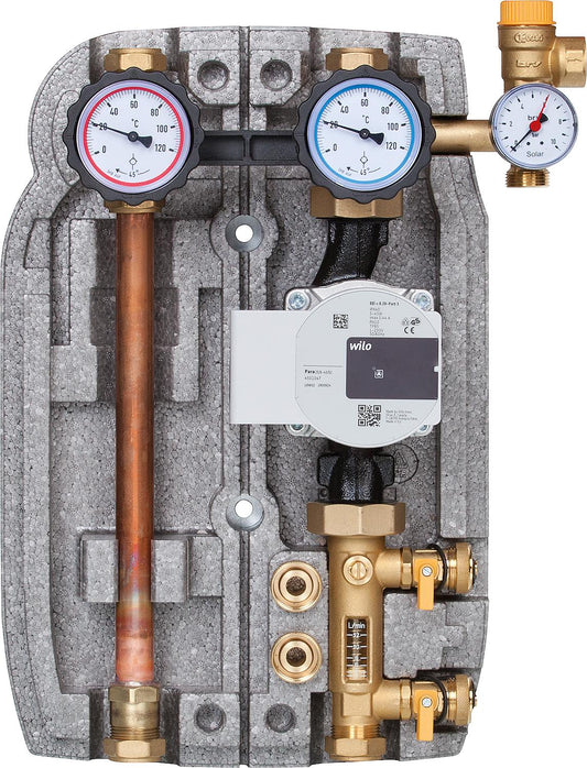 Solarstation Easyflow Typ 2 HE, Zweistrang ohne Luftabscheider, mit Wilo Solar-Umwälzpumpe