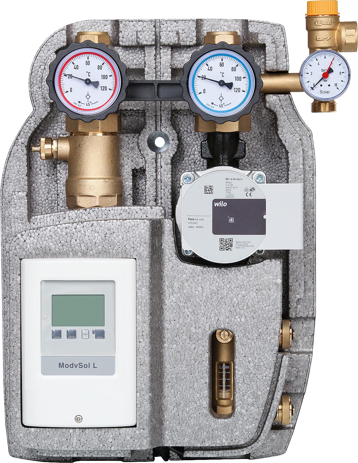 Solarstation Easyflow 22mm Zweistrang,8-28l/min,m.Regelung, Wilo Para ST25/6