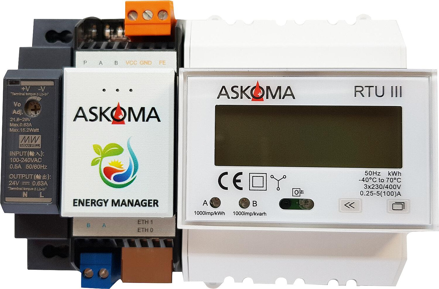 Energy manager ASKOSET plus, including 24V power supply and bidirectional electricity meter