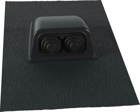 Roof-mounted pipe penetration, double penetration 10-55mm/2-10mm, black