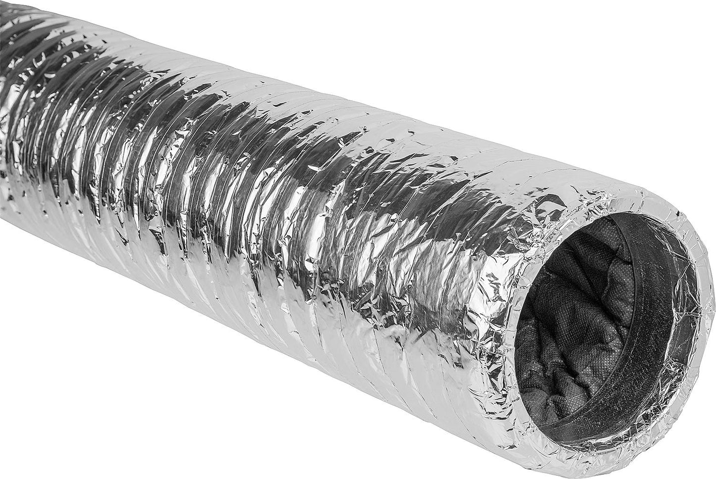 Flexible insulation pipe DN200 L=1000mm with aluminum coating, 20mm wall thickness.