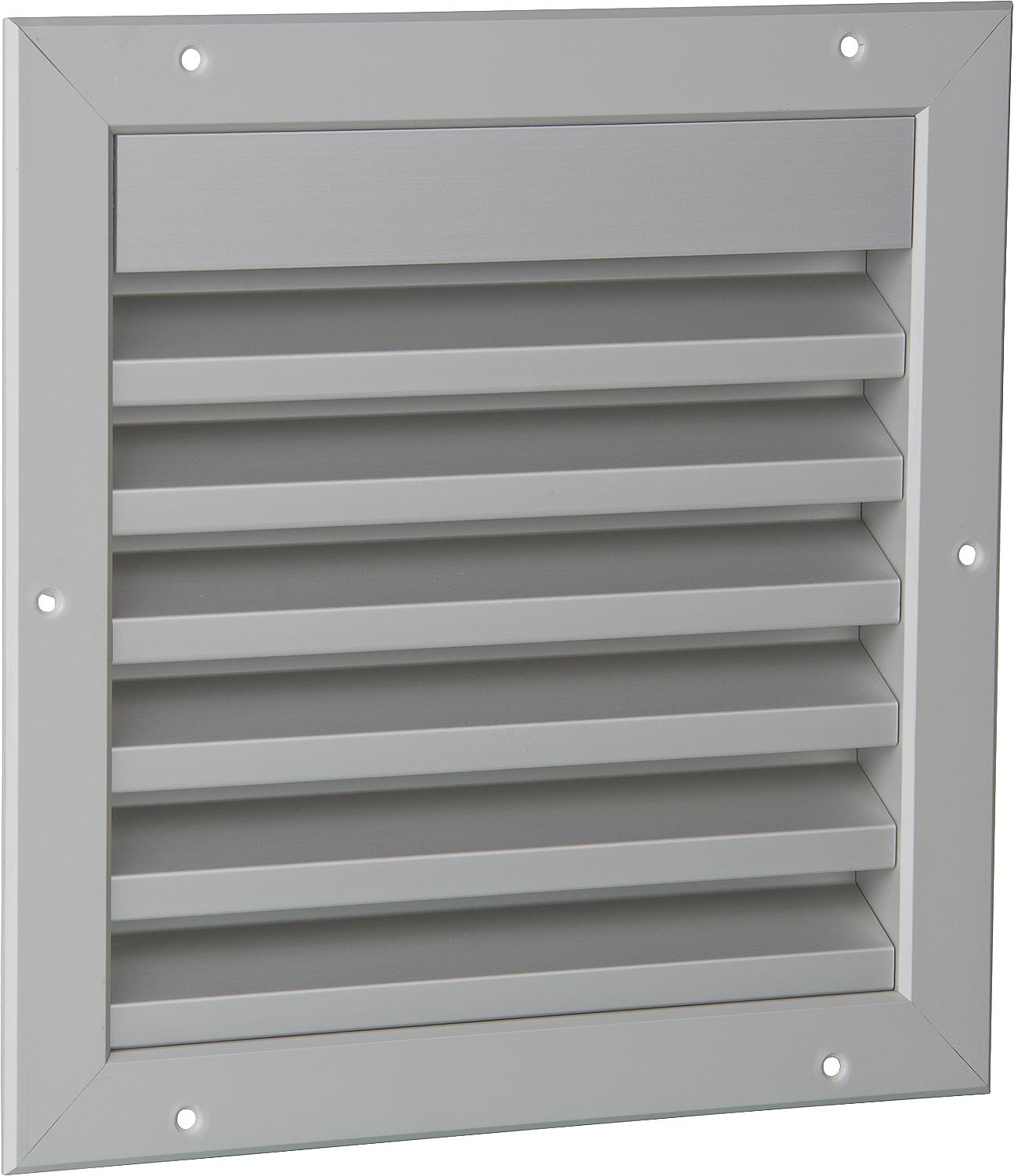 Wetterschutzgitter Alu Einbaumass: 295 x 295mm mit Fliegendraht und Einbaurahmen