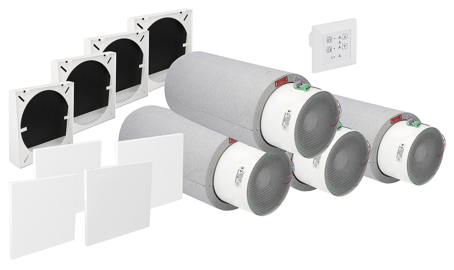 Complete package for decentralized ventilation with heat recovery (HRV) EventAir, for 4 units + Free: 1x EventAir control unit 2.0