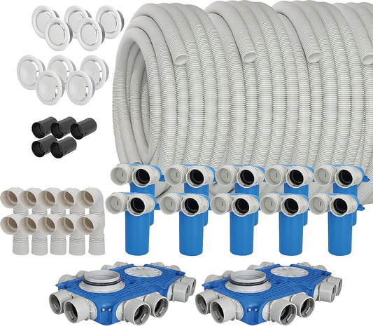 Evenes starter set ventilation round duct 75Ø - 41 pieces, for central residential ventilation