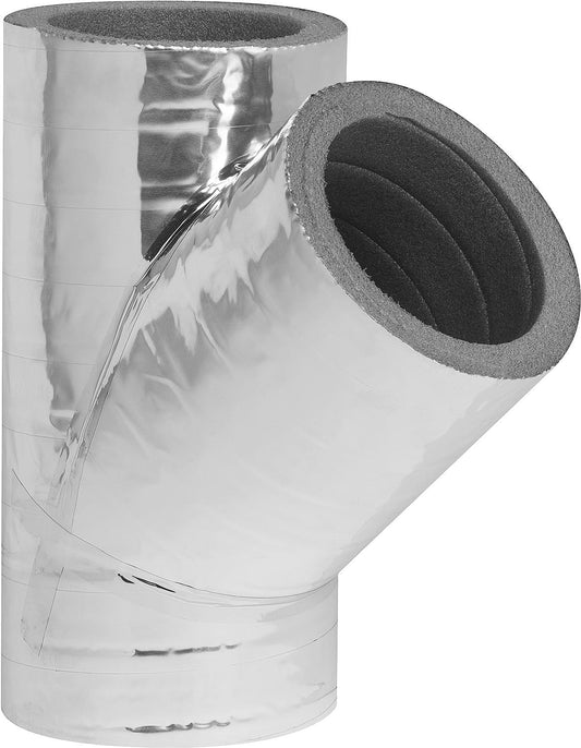Insulated branch 45°, DN200 with aluminum coating, 20mm wall thickness.