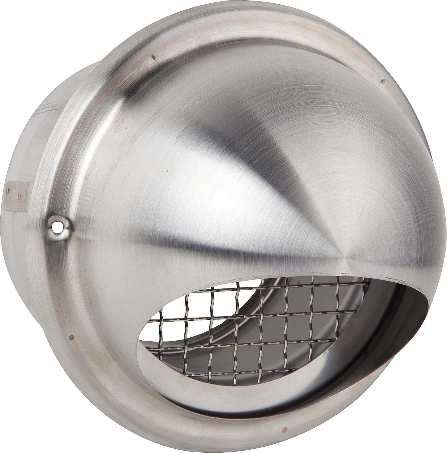 Air hood with perforated stainless steel grille, up to 350 m³/h, with bird protection. Connection Ø200 mm, outer diameter Ø270 mm.