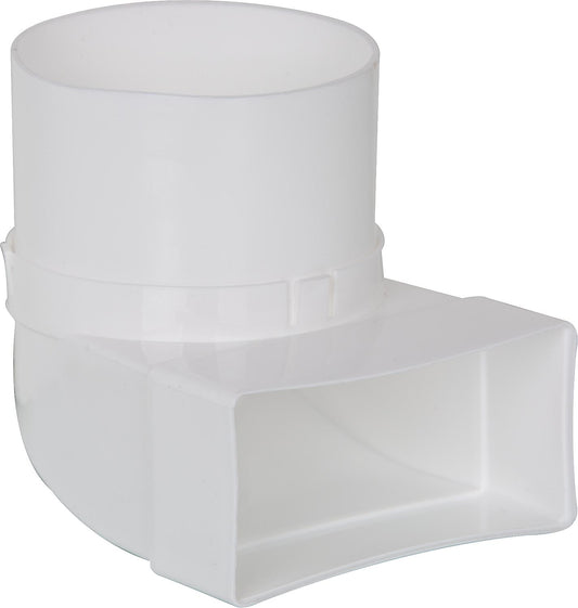 Deflection piece FLÜB 100 Ø 100 mm 90° to 100 x 50 mm plastic white