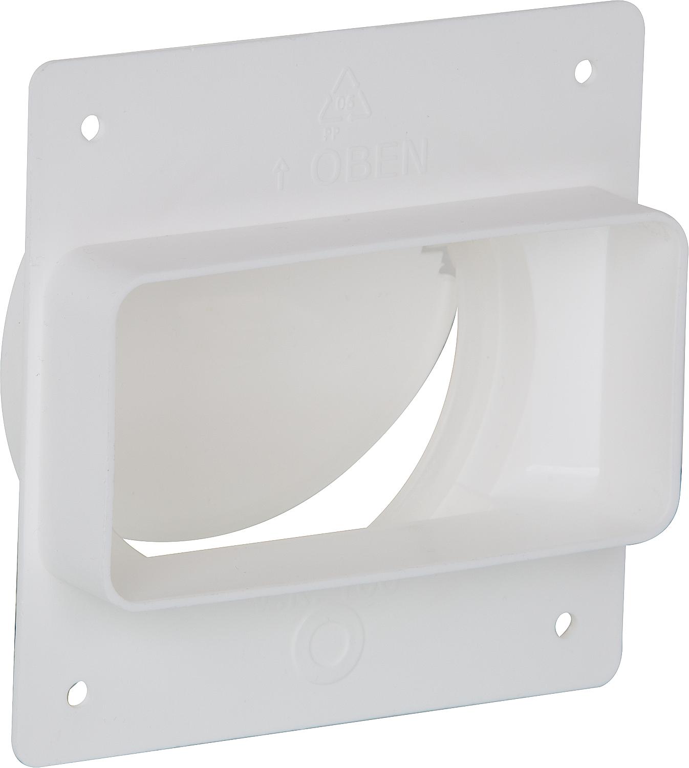 Flat duct non-return valve FLRSK 100 / wall connection NW 100 to 110x55 mm, white plastic